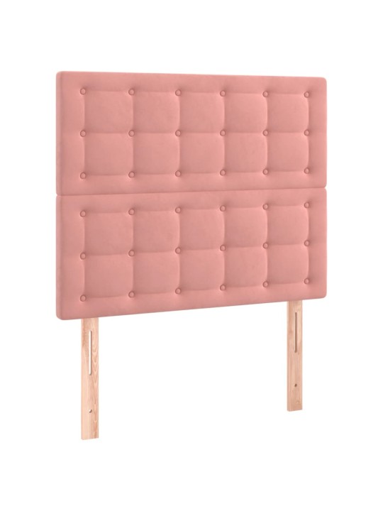 Čelo postele 2 ks růžové 100x5x78/88 cm samet