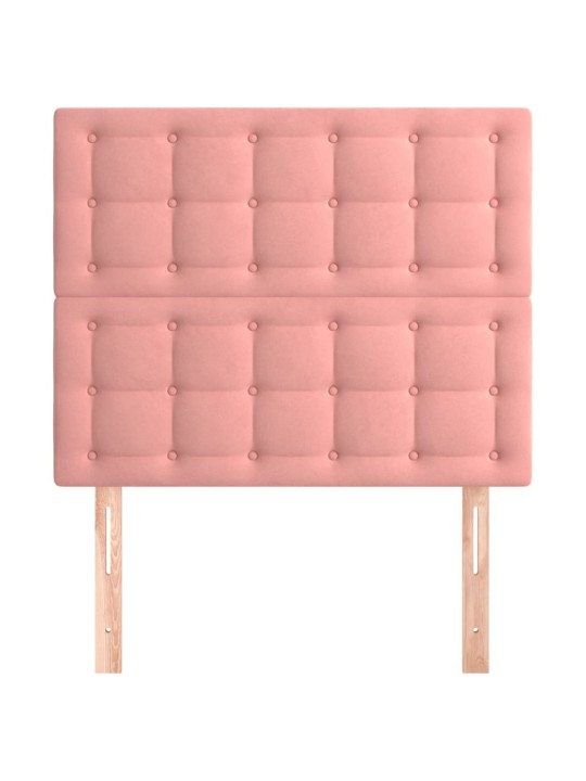 Čelo postele 2 ks růžové 100x5x78/88 cm samet