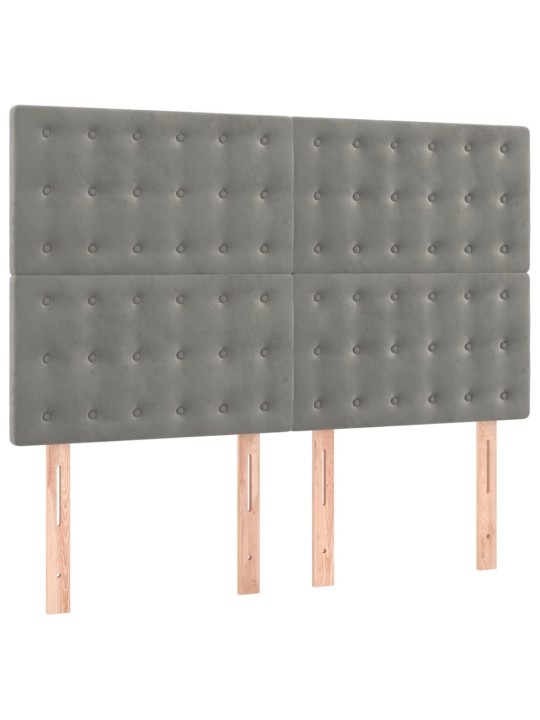 Čela postele 4 ks světle šedá 72 x 5 x 78/88 cm samet