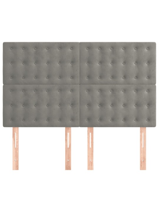 Čela postele 4 ks světle šedá 72 x 5 x 78/88 cm samet