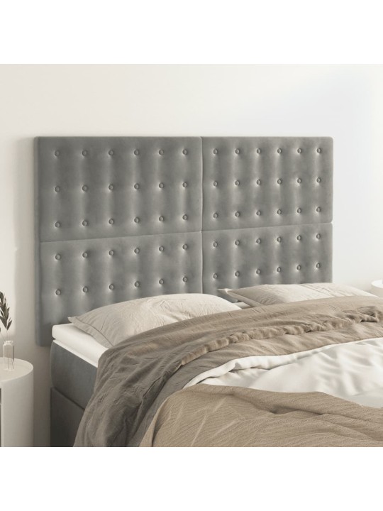 Čela postele 4 ks světle šedá 72 x 5 x 78/88 cm samet