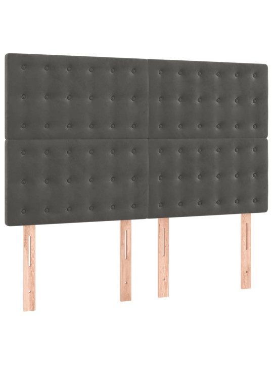 Čela postele 4 ks tmavě šedá 72 x 5 x 78/88 cm samet