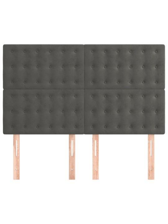 Čela postele 4 ks tmavě šedá 72 x 5 x 78/88 cm samet
