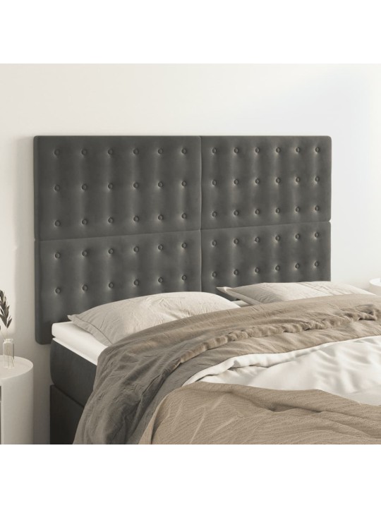 Čela postele 4 ks tmavě šedá 72 x 5 x 78/88 cm samet