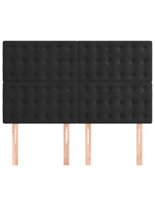 Čela postele 4 ks černá 72 x 5 x 78/88 cm samet