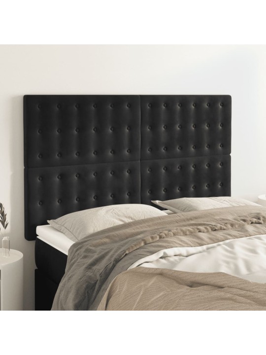 Čela postele 4 ks černá 72 x 5 x 78/88 cm samet