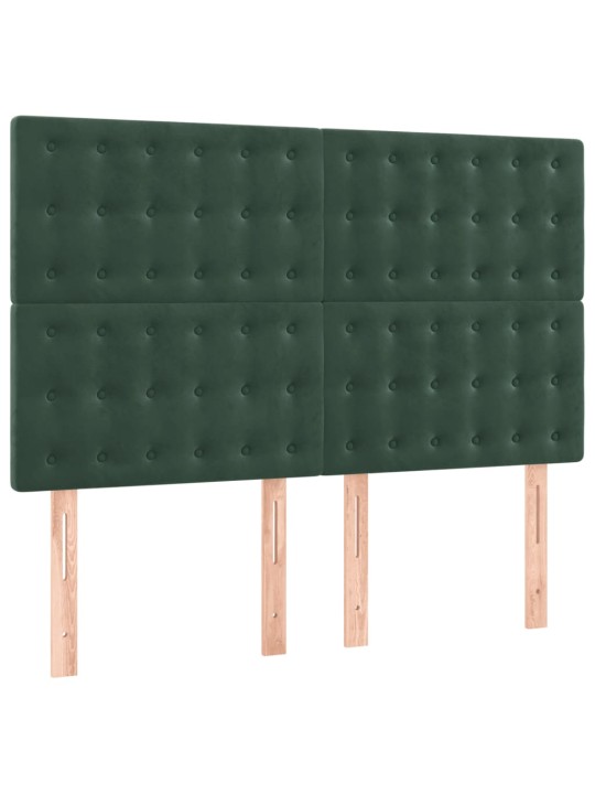 Čela postele 4 ks tmavě zelená 72 x 5 x 78/88 cm samet