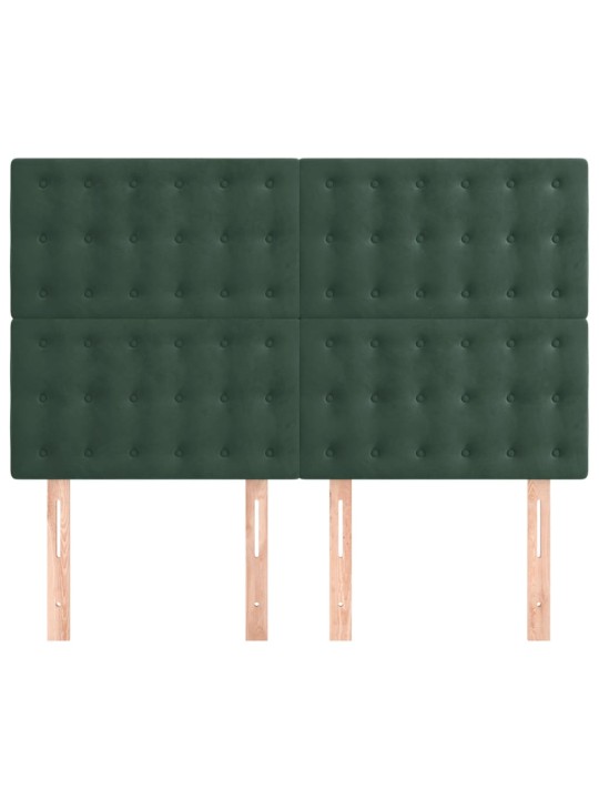Čela postele 4 ks tmavě zelená 72 x 5 x 78/88 cm samet