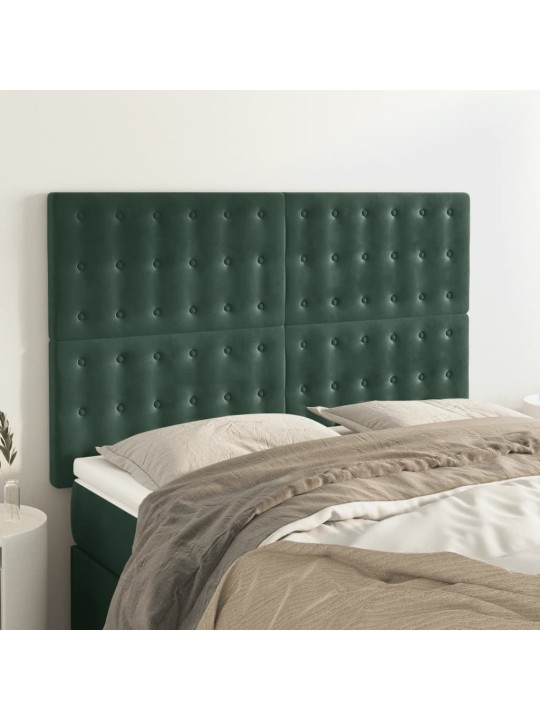 Čela postele 4 ks tmavě zelená 72 x 5 x 78/88 cm samet