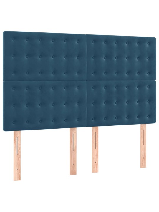 Čela postele 4 ks tmavě modrá 72 x 5 x 78/88 cm samet