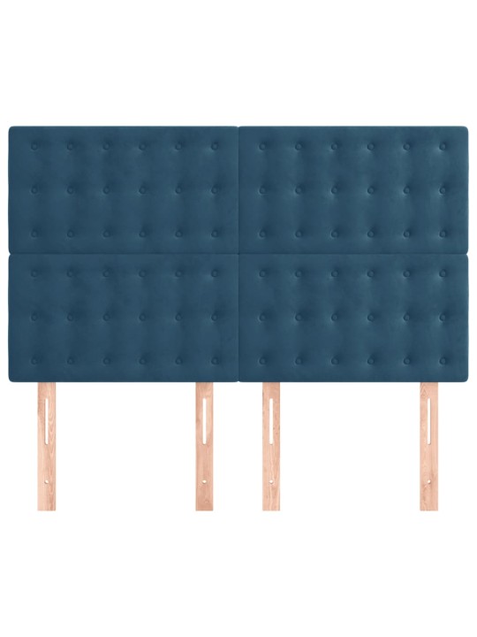 Čela postele 4 ks tmavě modrá 72 x 5 x 78/88 cm samet
