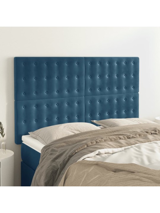 Čela postele 4 ks tmavě modrá 72 x 5 x 78/88 cm samet
