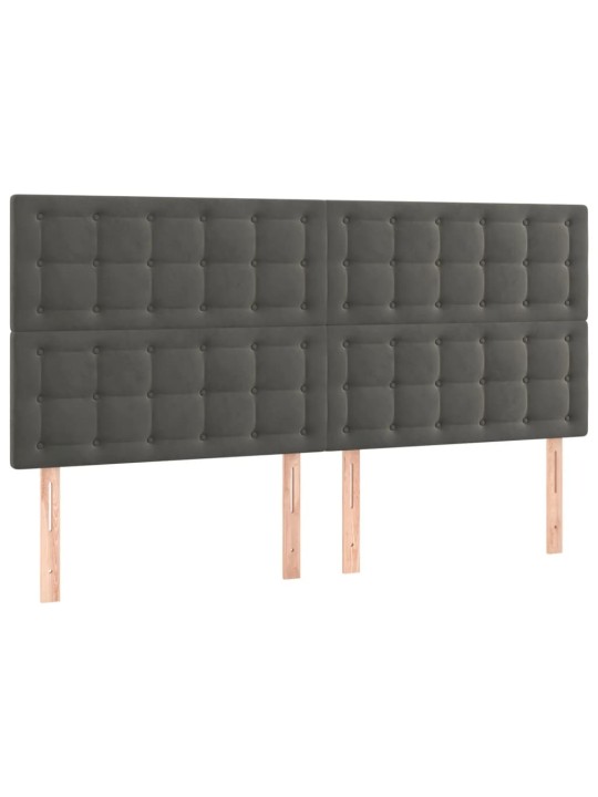 Čelo postele 4 ks tmavě šedé 80 x 5 x 78/88 cm samet