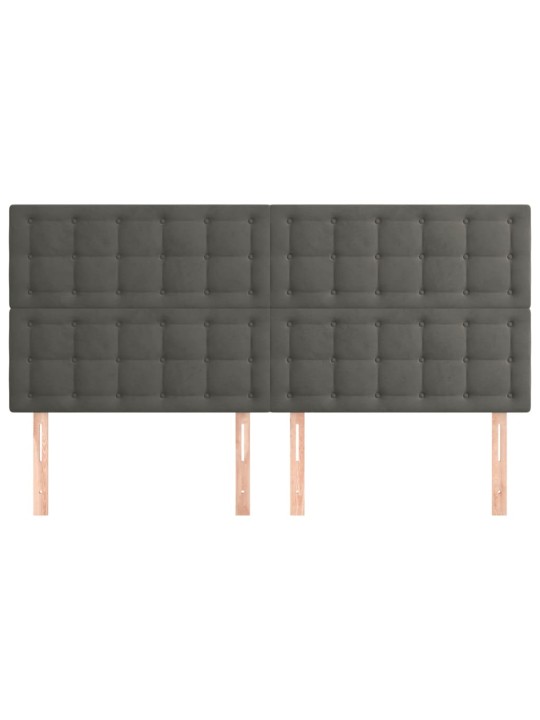 Čelo postele 4 ks tmavě šedé 80 x 5 x 78/88 cm samet