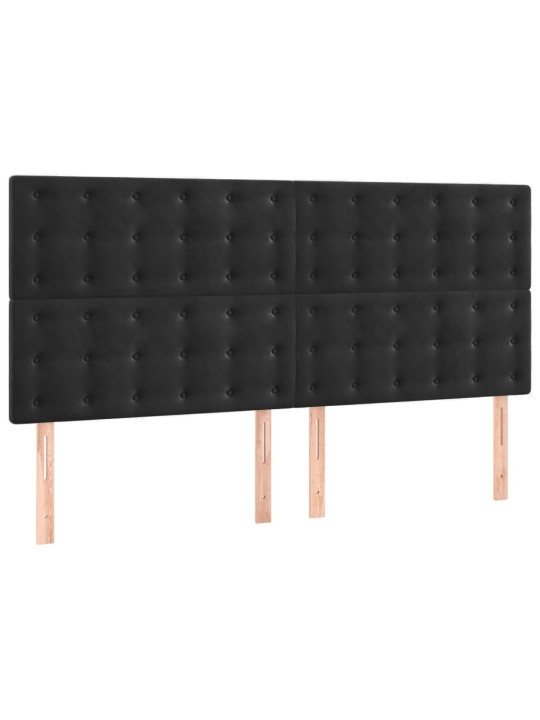 Čelo postele 4 ks černé 80 x 5 x 78/88 cm samet