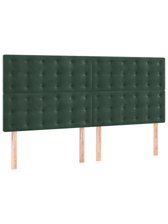 Čelo postele 4 ks tmavě zelené 80 x 5 x 78/88 cm samet