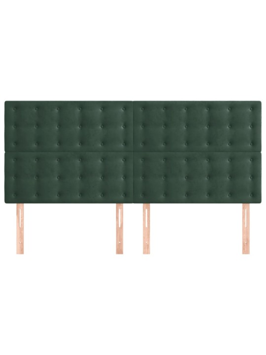 Čelo postele 4 ks tmavě zelené 80 x 5 x 78/88 cm samet