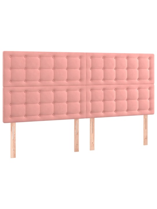 Čelo postele 4 ks růžové 80 x 5 x 78/88 cm samet