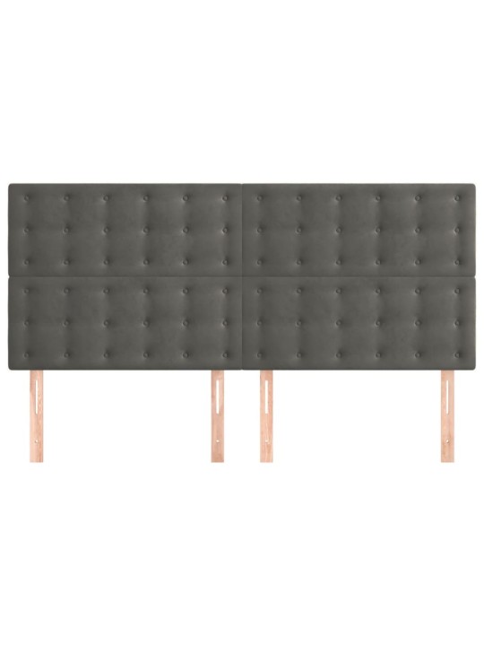 Čelo postele 4 ks tmavě šed 90x5x78/88 cm samet