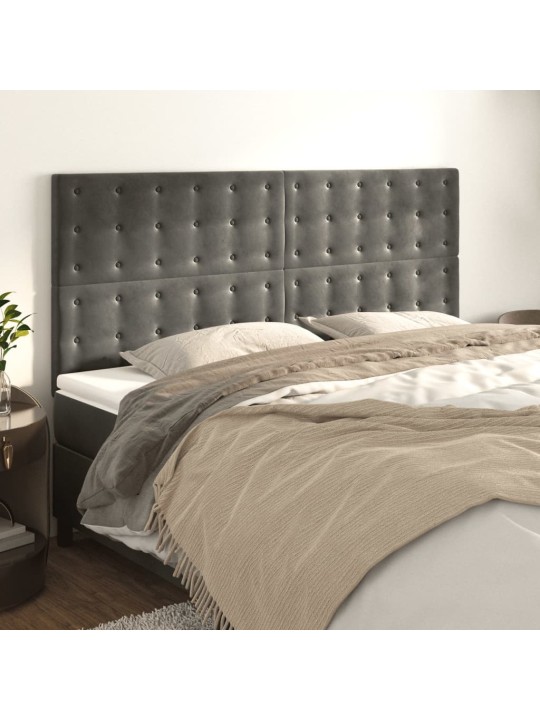 Čelo postele 4 ks tmavě šed 90x5x78/88 cm samet