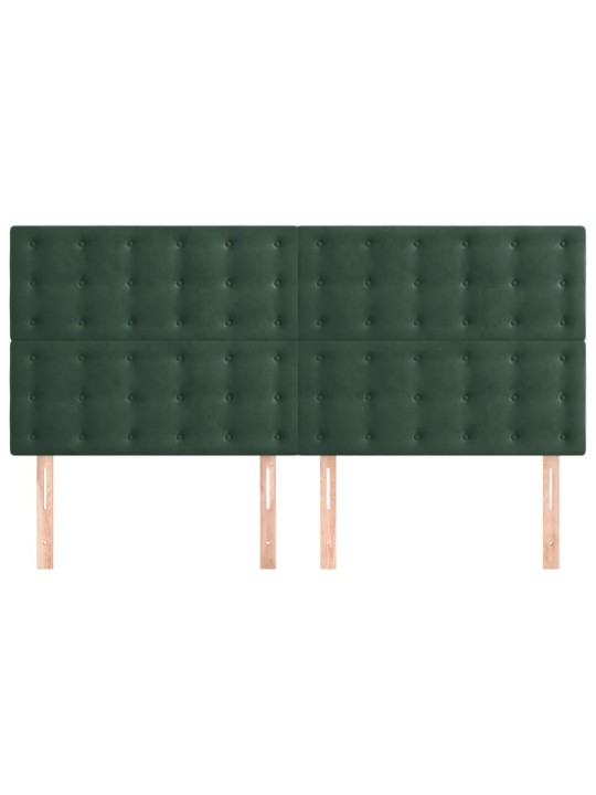 Čelo postele 4 ks tmavě zelené 90x5x78/88 cm samet