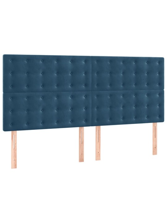 Čelo postele 4 ks tmavě modré 90x5x78/88 cm samet