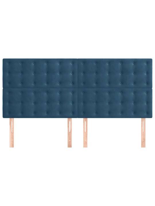 Čelo postele 4 ks tmavě modré 90x5x78/88 cm samet