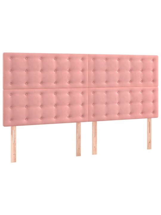 Čelo postele 4 ks růžové 90x5x78/88 cm samet