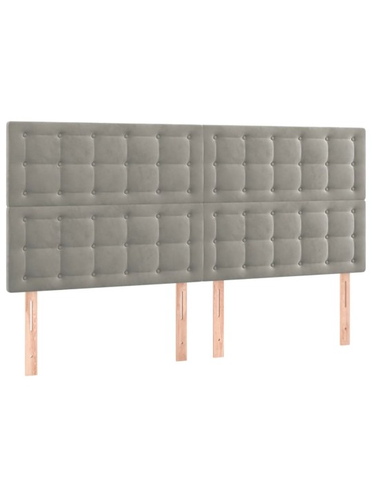 Čelo postele 4 ks světle šedé 100 x 5 x 78/88 cm samet