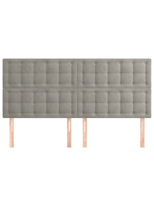 Čelo postele 4 ks světle šedé 100 x 5 x 78/88 cm samet
