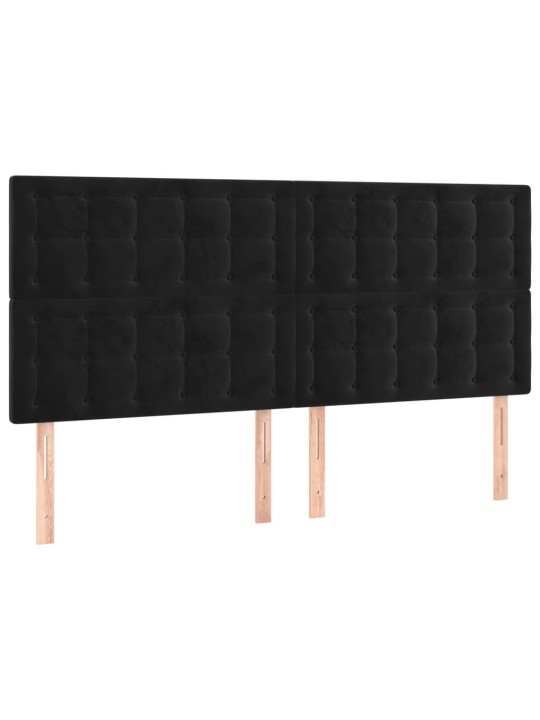 Čelo postele 4 ks černé 100x5x78/88 cm samet