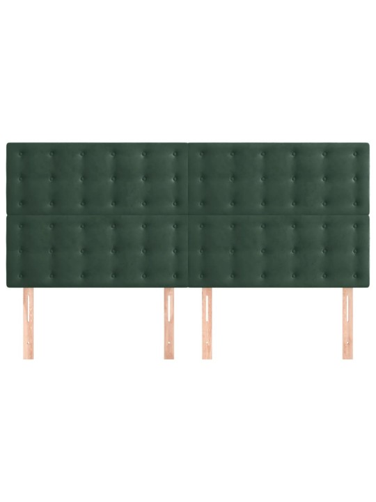 Čelo postele 4 ks tmavě zelené 100x5x78/88 cm samet