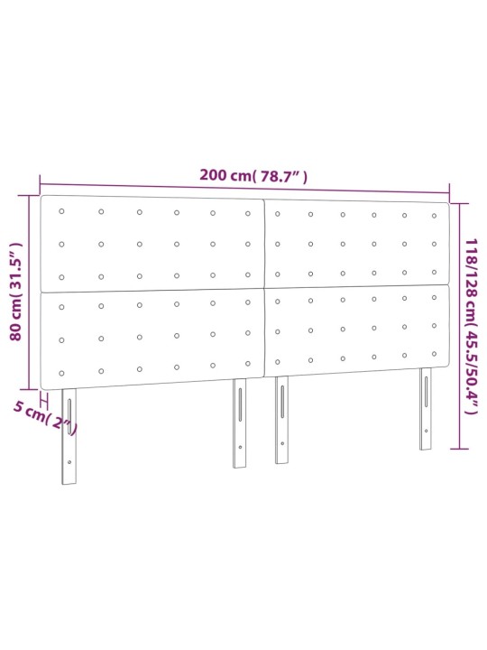 Čelo postele 4 ks tmavě zelené 100x5x78/88 cm samet