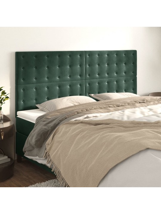 Čelo postele 4 ks tmavě zelené 100x5x78/88 cm samet