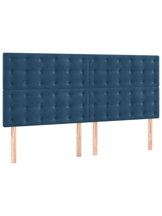 Čelo postele 4 ks tmavě modré 100x5x78/88 cm samet