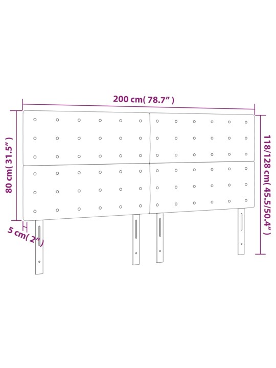 Čelo postele 4 ks růžové 100x5x78/88 cm samet