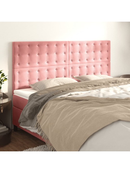 Čelo postele 4 ks růžové 100x5x78/88 cm samet