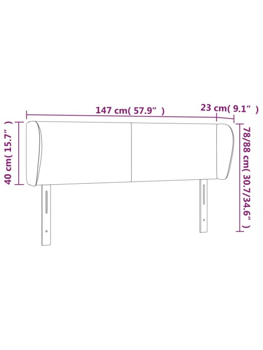 Čelo postele typu ušák tmavě šedé 147x23x78/88 cm textil