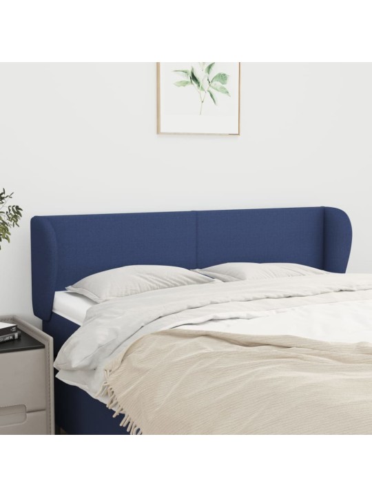 Čelo postele typu ušák modré 147x23x78/88 cm textil