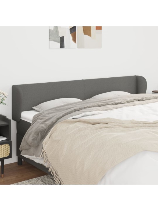 Čelo postele typu ušák tmavě šedé 203x23x78/88 cm textil