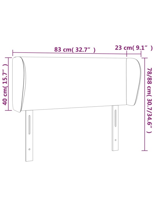 Čelo postele typu ušák tmavě šedé 83x23x78/88 cm samet