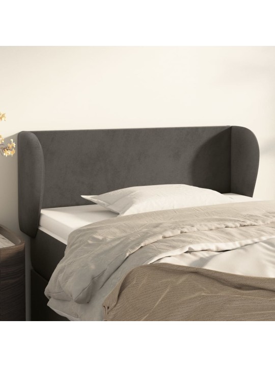 Čelo postele typu ušák tmavě šedé 83x23x78/88 cm samet