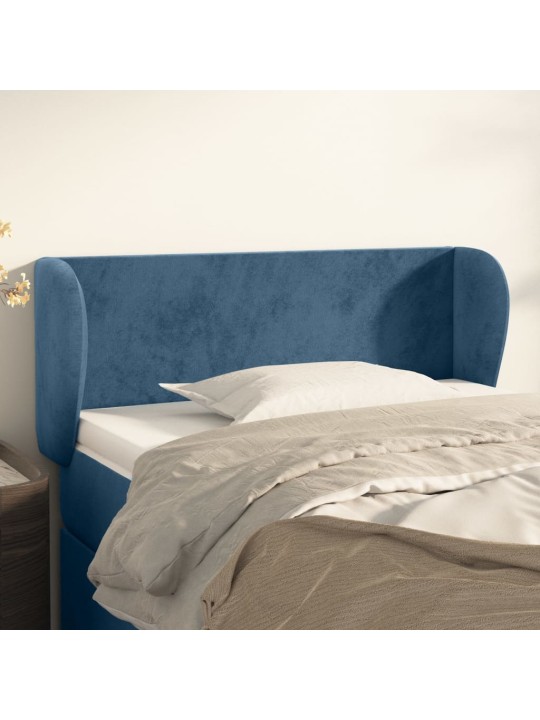 Čelo postele typu ušák tmavě modré 83x23x78/88 cm samet