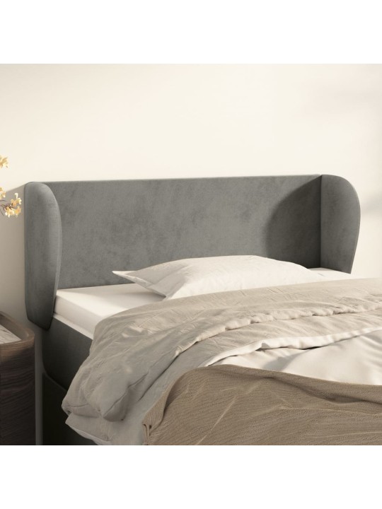 Čelo postele typu ušák světle šedé 93x23x78/88 cm samet