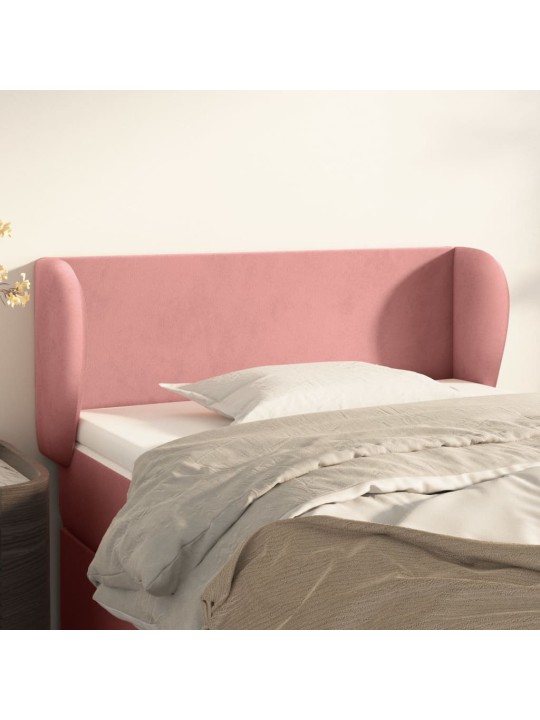 Čelo postele typu ušák růžová 93x23x78/88 cm samet