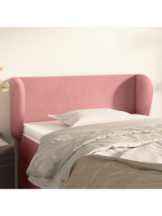 Čelo postele typu ušák růžová 103x23x78/88 cm samet