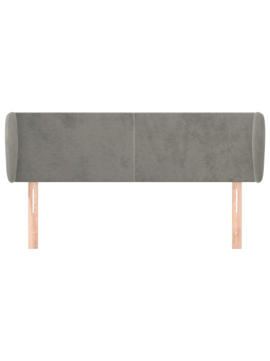 Čelo postele typu ušák světle šedé 147x23x78/88 cm samet