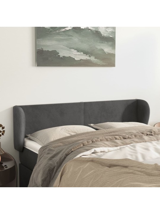 Čelo postele typu ušák tmavě šedé 147x23x78/88 cm samet