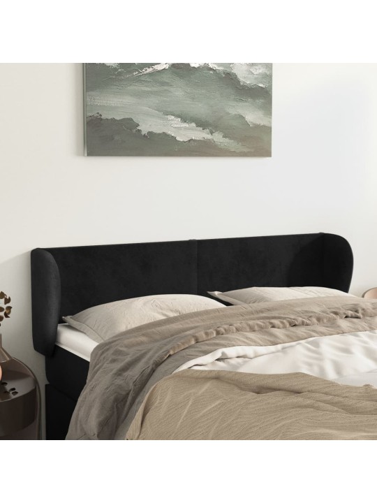 Čelo postele typu ušák černé 147x23x78/88 cm samet