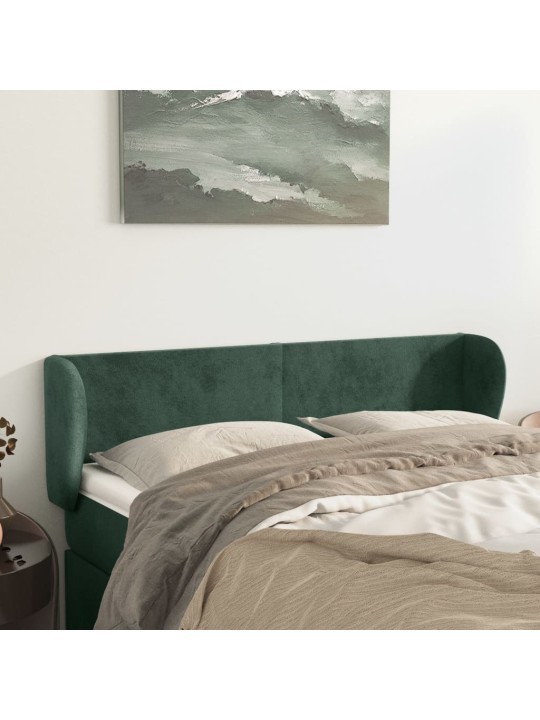 Čelo postele typu ušák tmavě zelené 147x23x78/88 cm samet